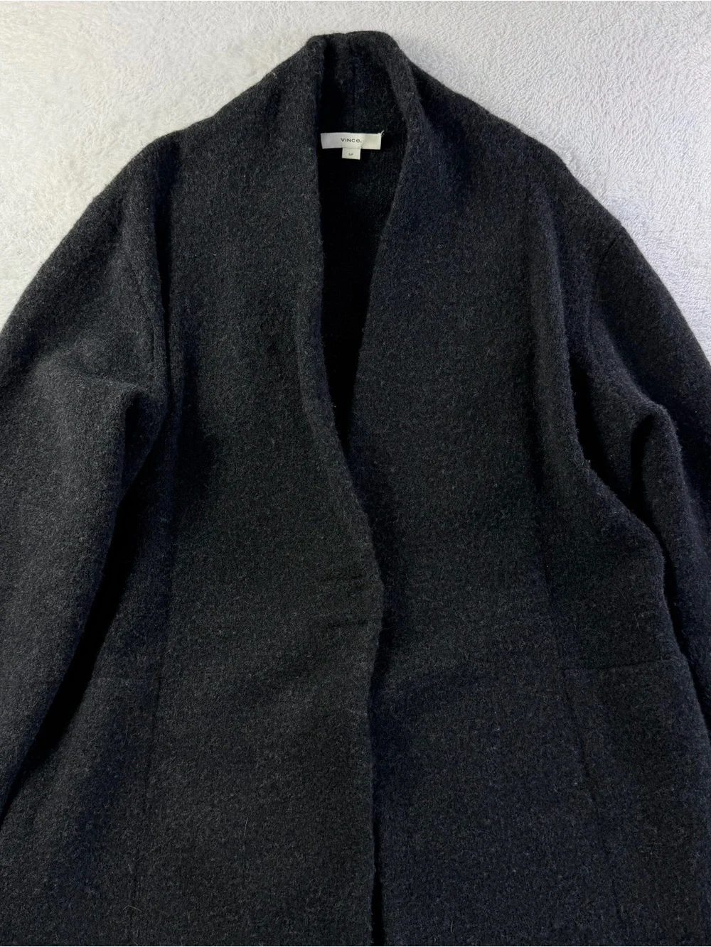 Vince Collar Cardigan Coat Merino Wool Alpaca Black S Relaxed Oversized Charcoal